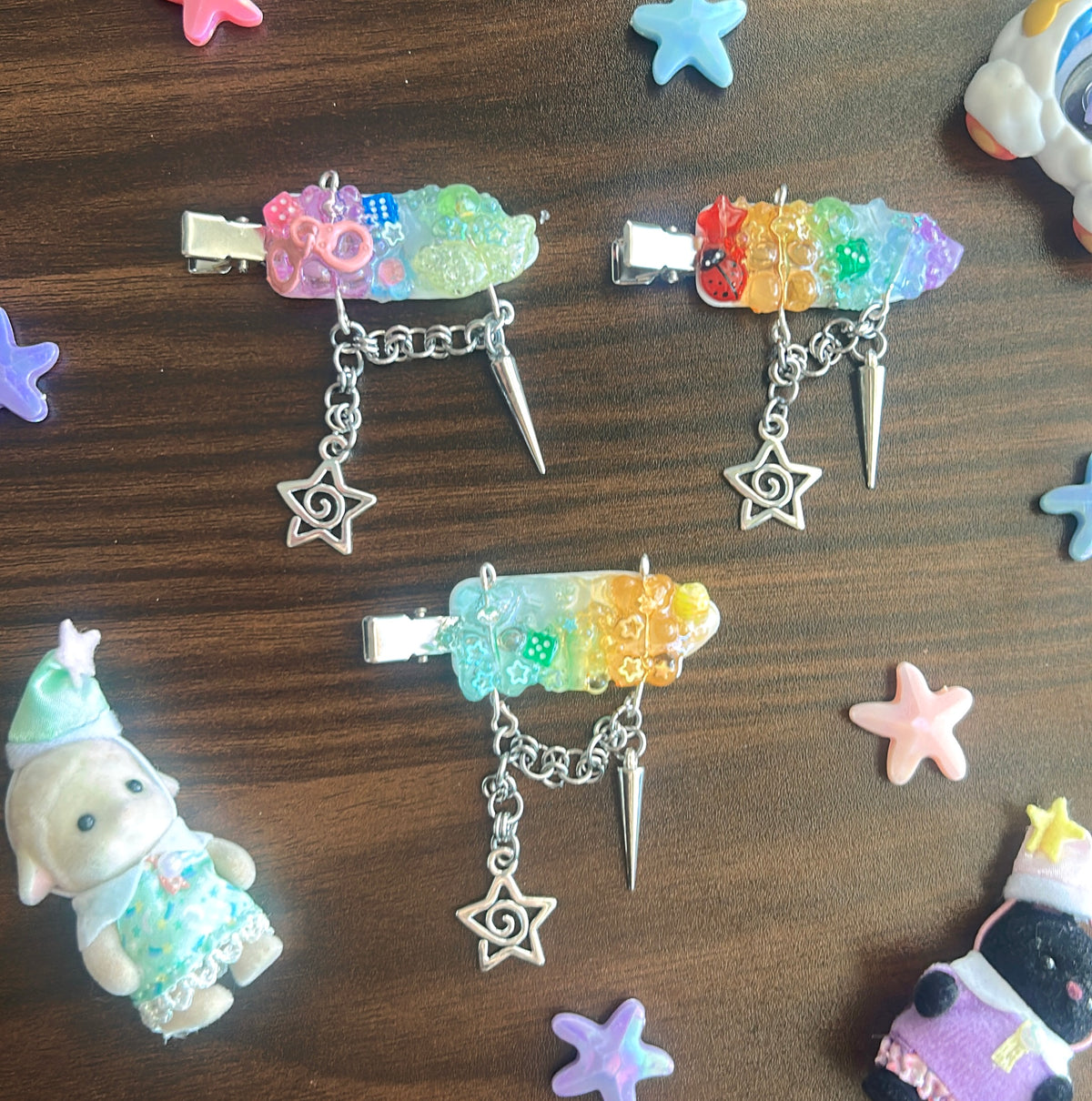 Star deco hairclip charms