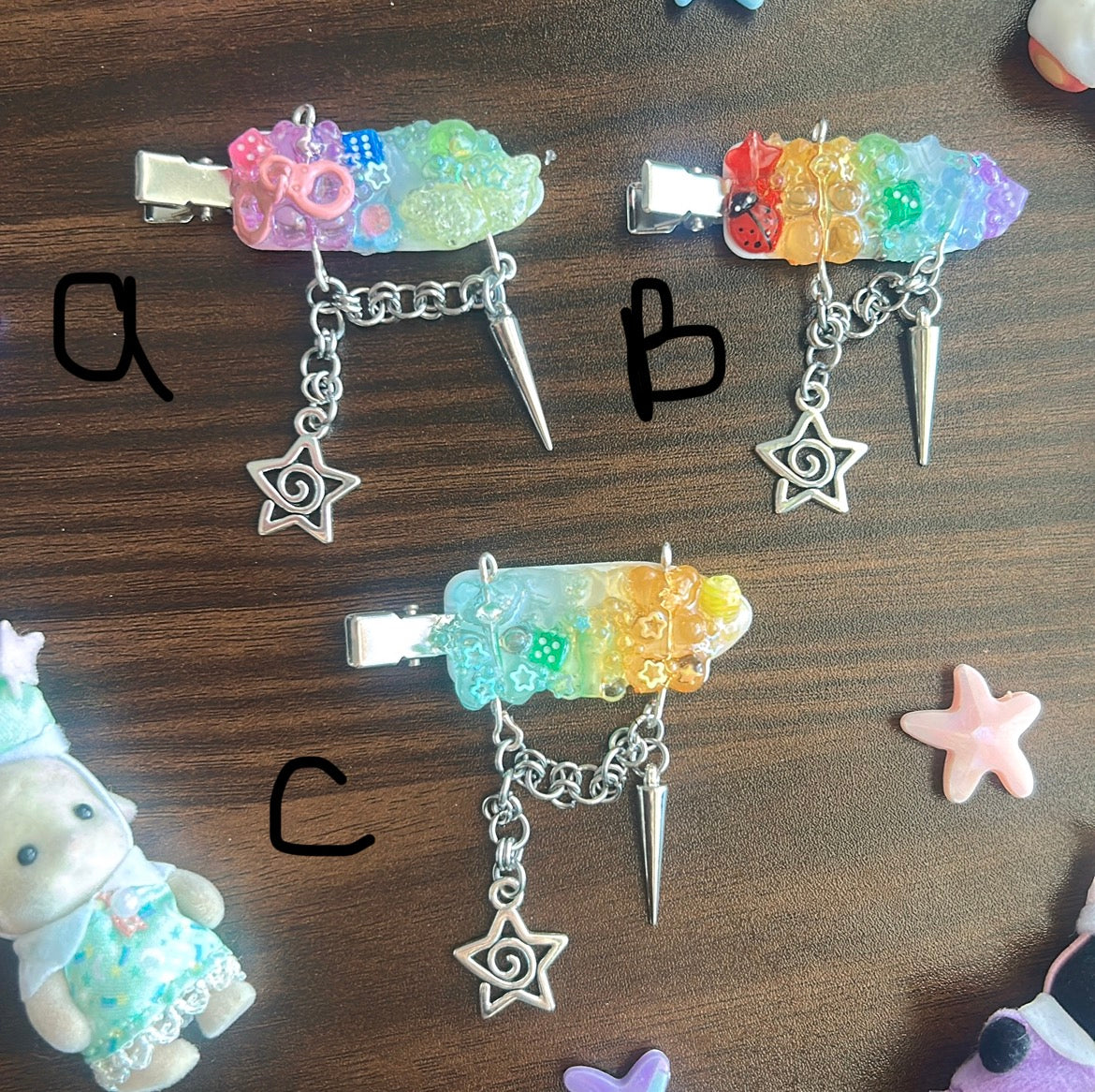 Star deco hairclip charms