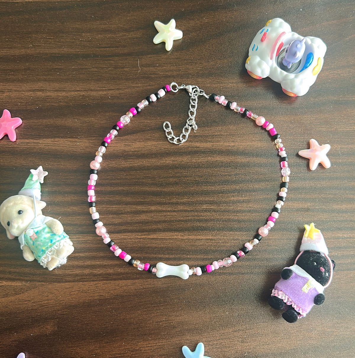 Pink bone necklace