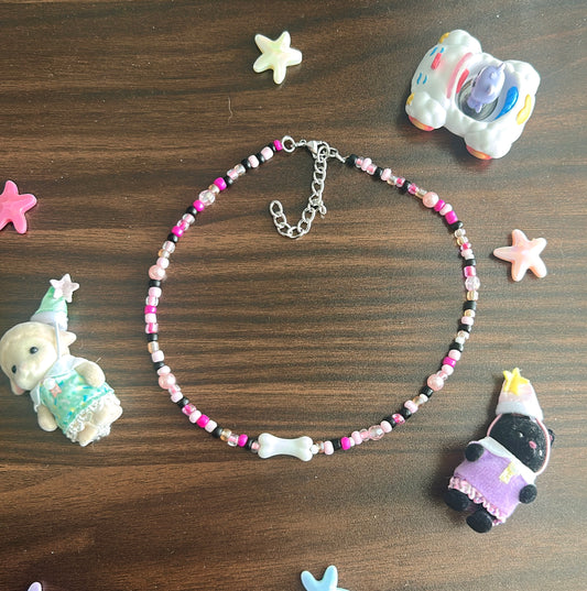 Pink bone necklace