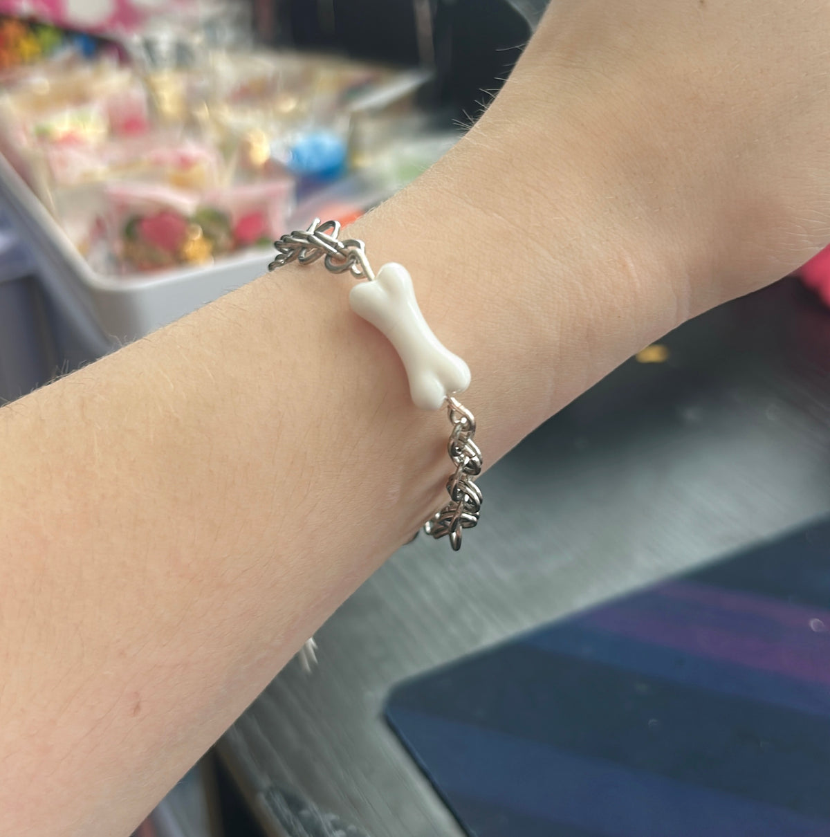 Puppy bone chainmail bracelet