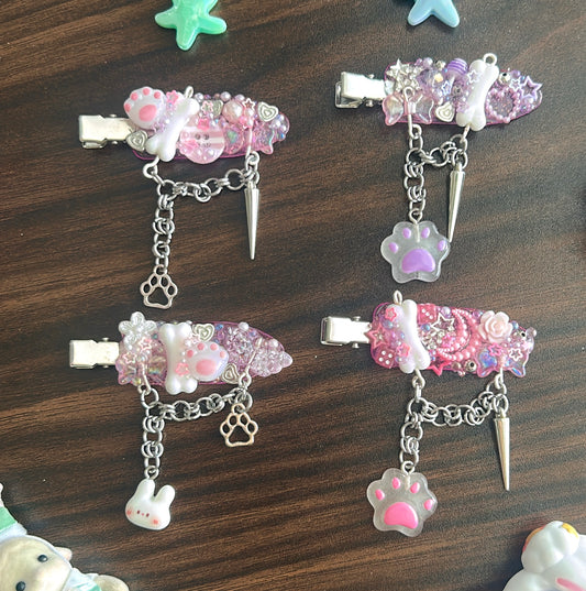 Pink hairclip charms